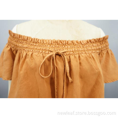 New fashionable Boat Neck Ruffle Short Sleeve Shirts